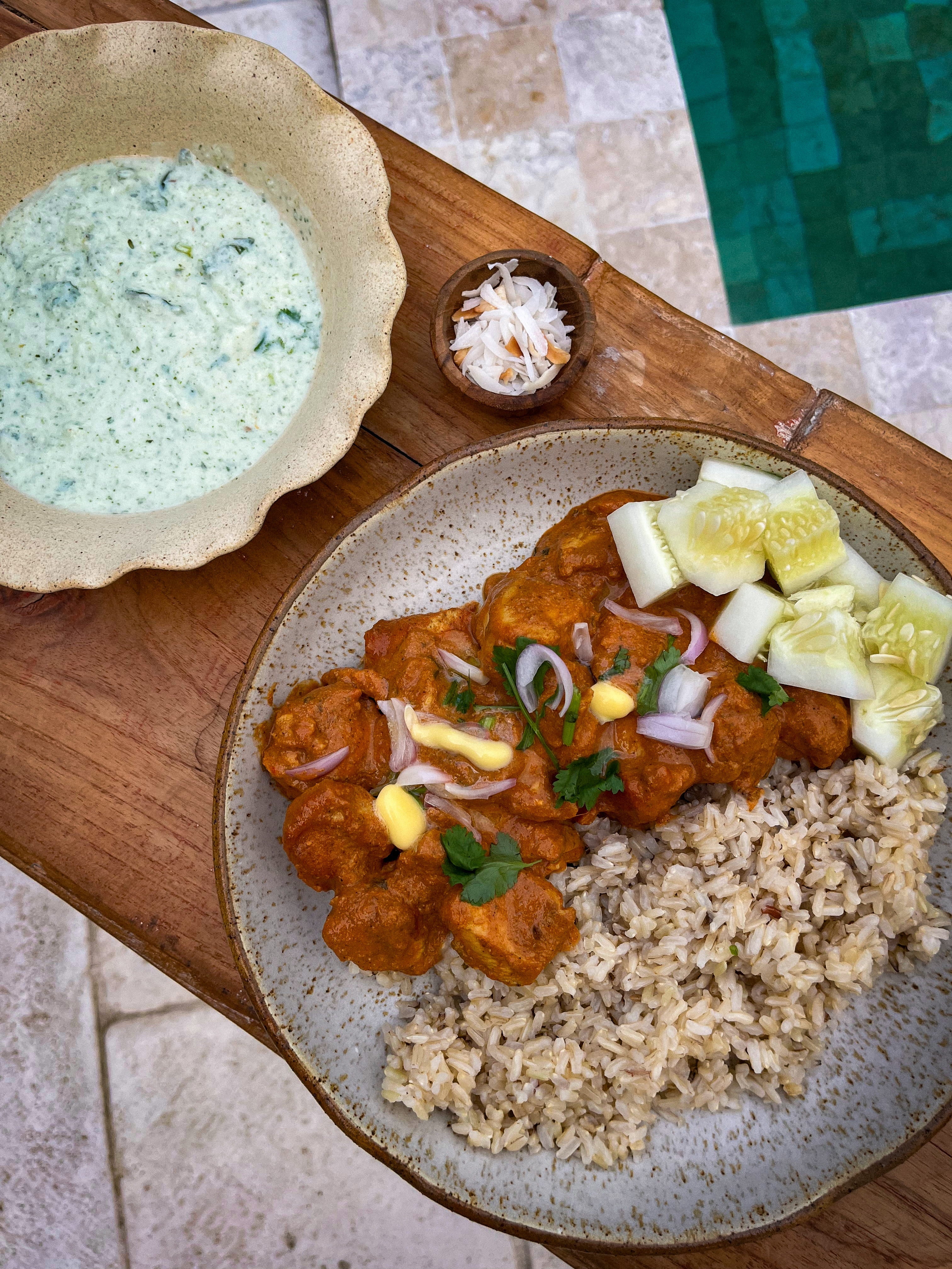 Simple Butter Chicken with Coconut Milk and Brown Rice