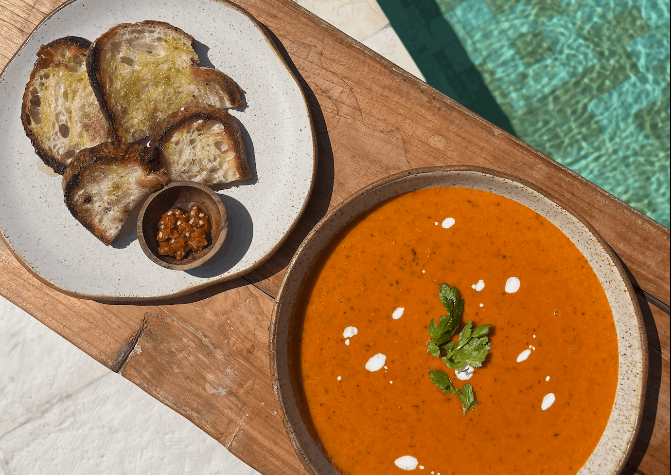 Rustic Tomato and Saffron Soup with Crusty Bread